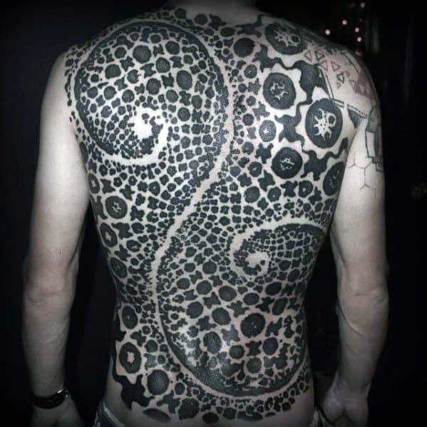 Fractal Artsy Mens Full Back Tattoo Ideas