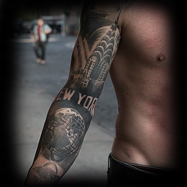 60 New York Skyline Tattoo Designs For Men Big Apple Ink