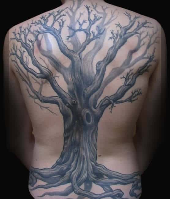 40 Tree Back Tattoo Designs For Men Wooden Ink Ideas