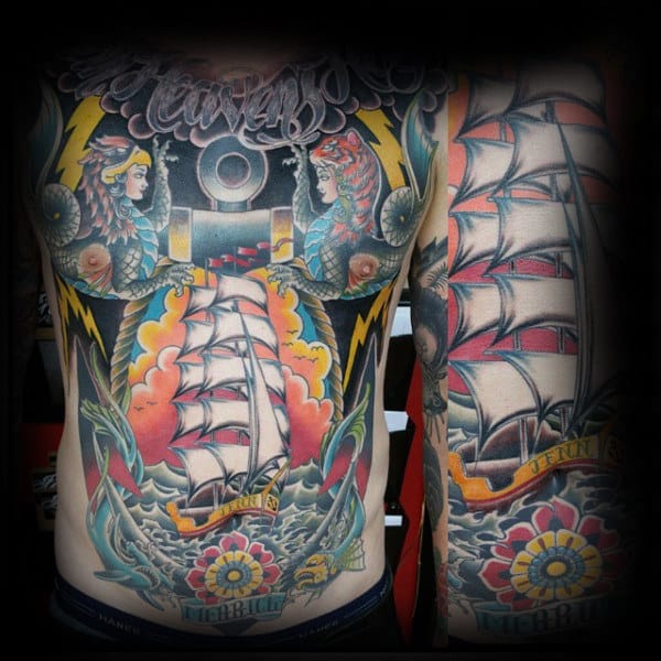 60 Traditional Ship Tattoo Designs For Men - Nautical Ink Ideas