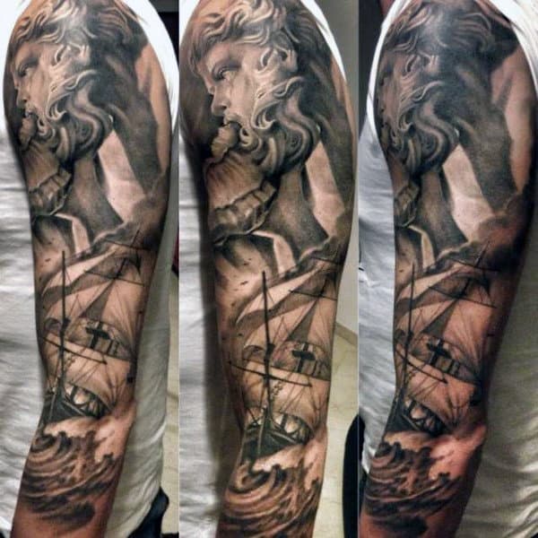 30 Poseidon Tattoo Designs For Men - Greek God Of The Sea