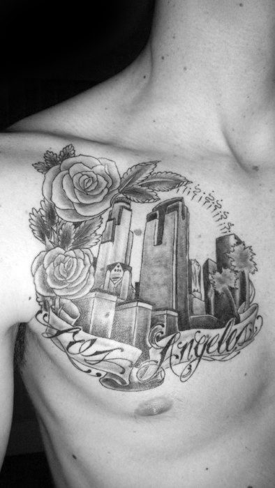 30 Los Angeles Skyline Tattoo Designs For Men - Southern California Ink