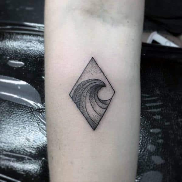 Gentleman With Geometric Simple Wave Tattoo On Inner Forearm