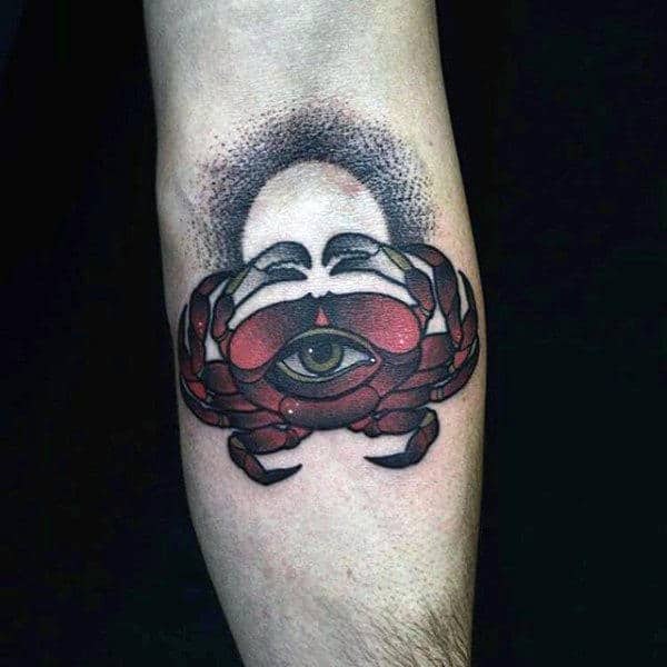 Gentleman With Inner Arm Sun Crab All Seeing Eye Tattoo