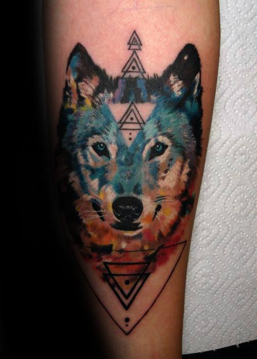 50 Wolf Watercolor Tattoo Designs For Men - Cool Ink Ideas