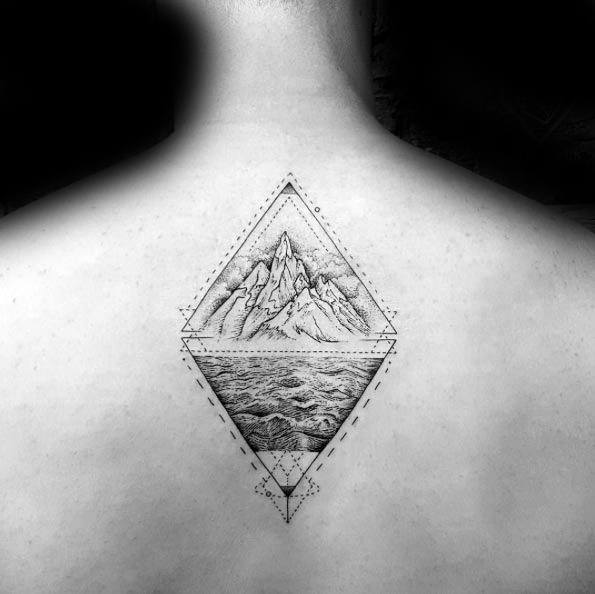50 Geometric Mountain Tattoo Designs For Men - Geometry Ink Ideas