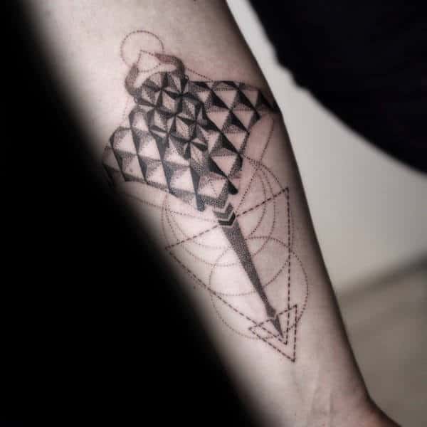 Geometric Stingray Mens Inner Forearm Tattoo