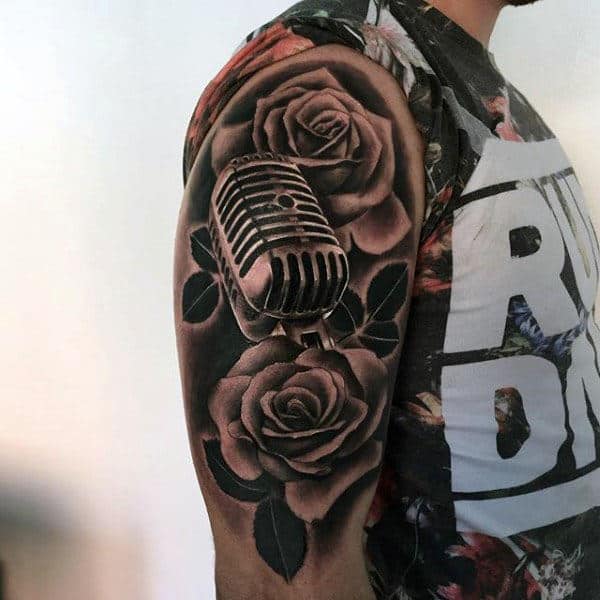 90 Microphone Tattoo Designs For Men Manly Vocal Ink
