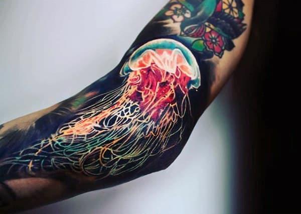 Realistic Jellyfish Tattoo Black and White - wide 5