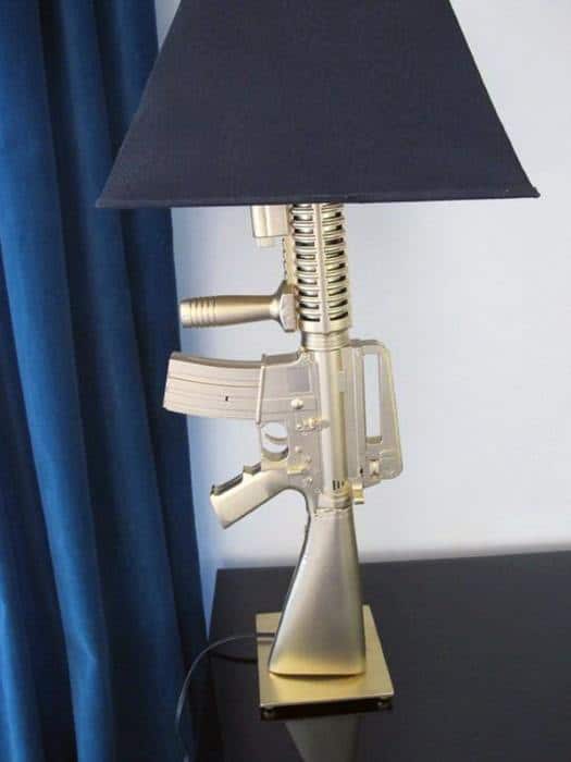 Gold Painted Rifle Lamp Diy Man Cave Ideas