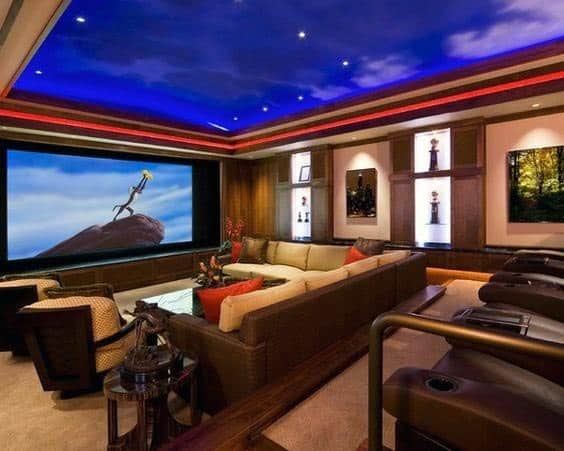 Top 40 Best Home Theater Lighting Ideas - Illuminated Ceilings and Walls