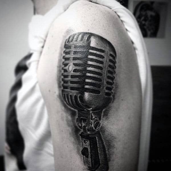 90 Microphone Tattoo Designs For Men - Manly Vocal Ink
