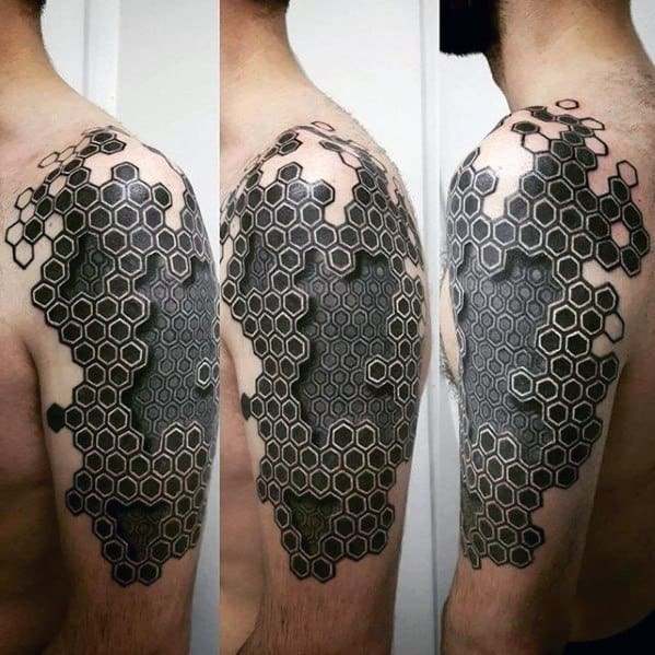 Hexagon Honeycomb Pattern Tattoo