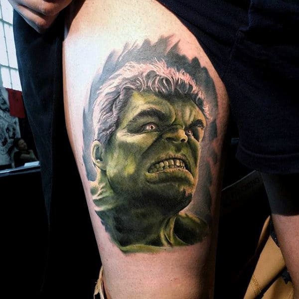 100 Incredible Hulk Tattoos For Men - Gallant Green Design Ideas