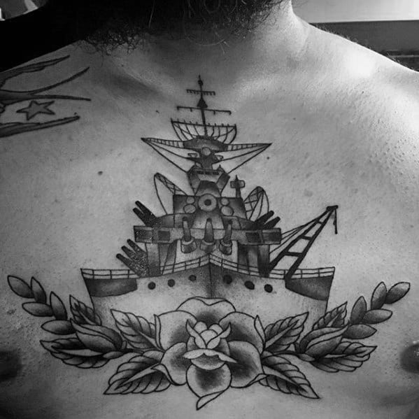 40 Battleship Tattoo Designs For Men - Manly Ink Ideas