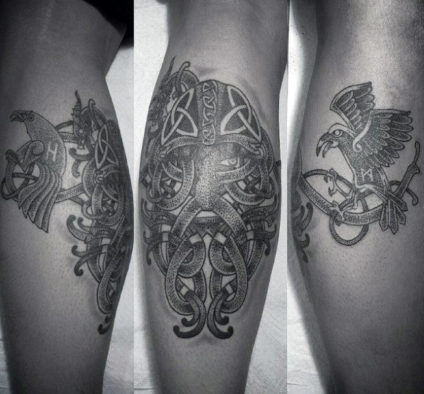Татуировки с Рунами (подборка фото) - Страница 2 Guys-calves-Nordic-eagle-tattoo