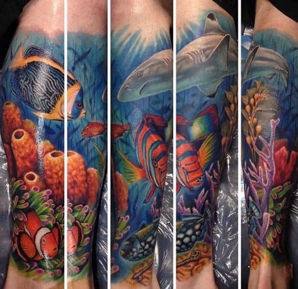 40 Ocean Sleeve Tattoos For Men - Underwater Ink Design Ideas