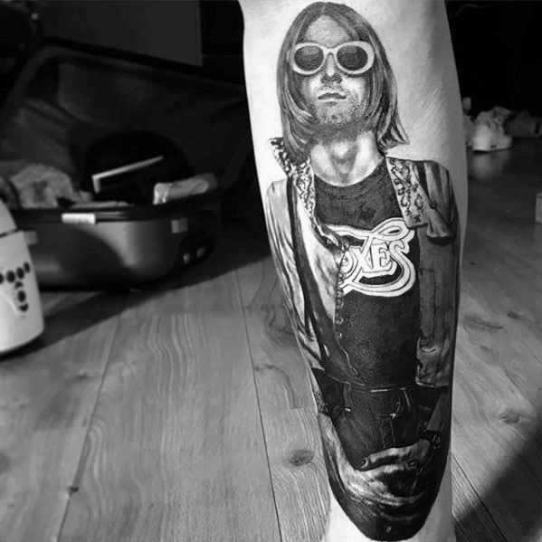 Guys Legs Nirvana Tattoo Designs