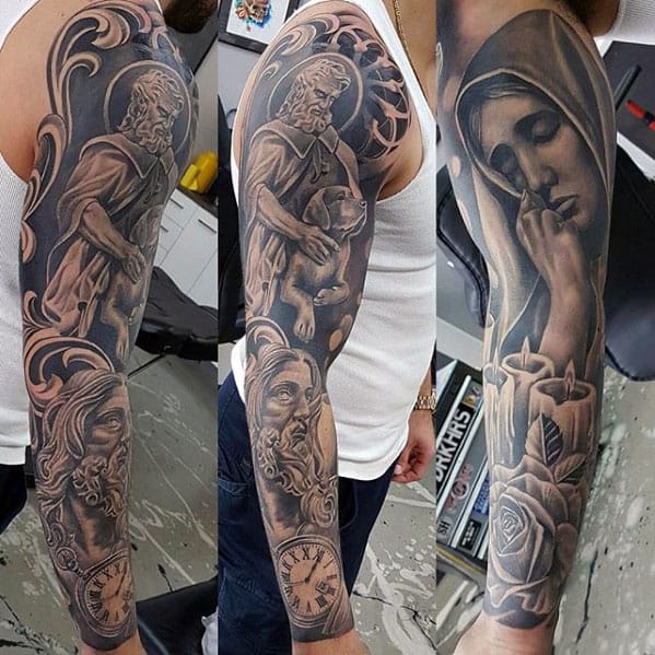 50 Jesus Sleeve Tattoo Designs For Men Religious Ink Ideas