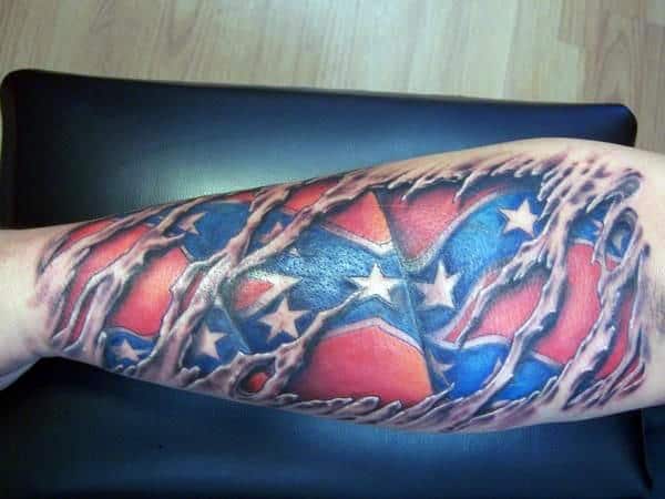 30 Rebel Flag Tattoos For Men - American Revelry Design Ideas