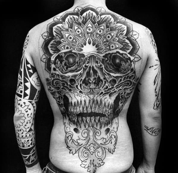 40 Skull Back Tattoo Designs For Men - Masculine Ink Ideas