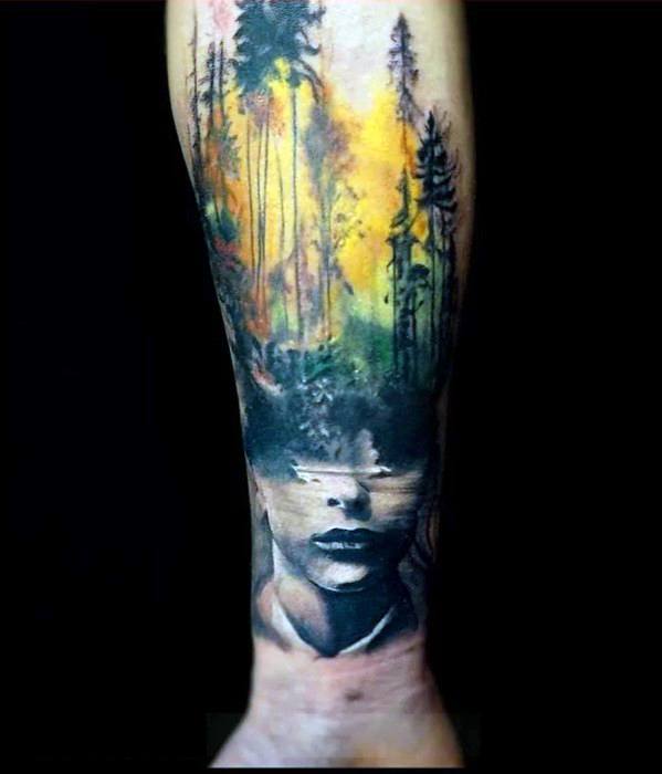 60 Double Exposure Tattoo Designs For Men Photographic Ink Ideas