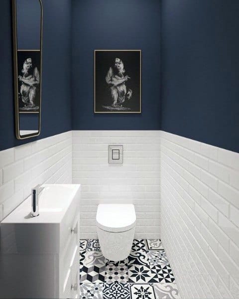 Half Bath Ideas Blue And White Color Theme
