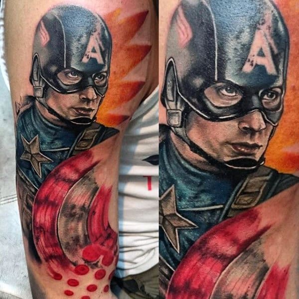 70 Captain America Tattoo Designs For Men - Superhero Ink Ideas