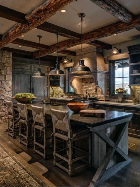 Wood Rustic Kitchen Design Ideas / Rustic hickory kitchen cabinets ...