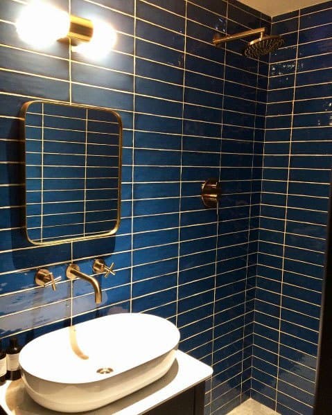 Idea Inspiration Blue And Gold Tile Bathroom Designs