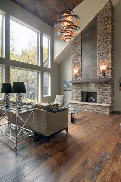 Top 60 Best Stacked Stone Fireplace Ideas - Interior Designs
