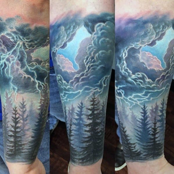 60 Thunderstorm Tattoo Designs For Men - Weather Ink Ideas