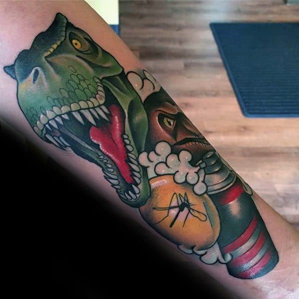 Incredible Jurassic Park Themed Forearm Tattoos For Men