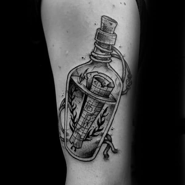 40 Message In A Bottle Tattoo Designs For Men Manly Ink