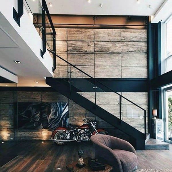 Incredible Ultimate Bachelor Pad Living Room With Stairs