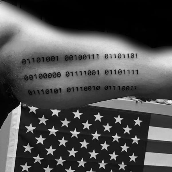 30 Binary Tattoo Designs For Men - Coded Ink Ideas