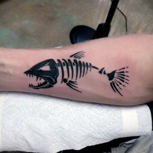 Forearm band tattoos, Tattoos, Fish bone tattoo