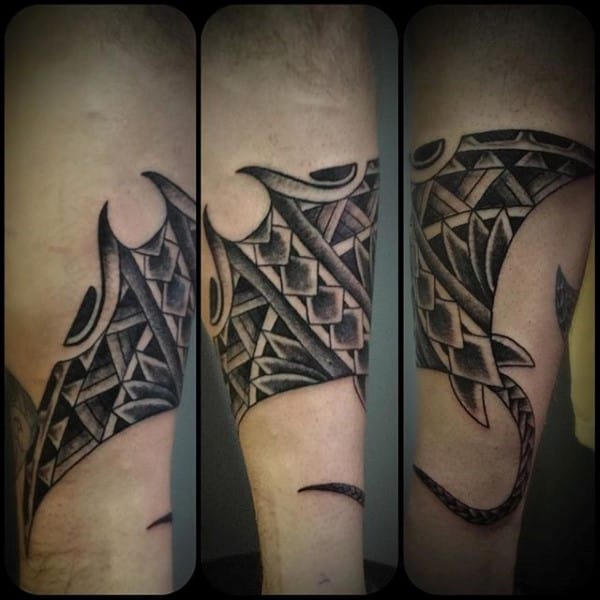 Inner Forearm Stingray Tattoos For Men Tribal