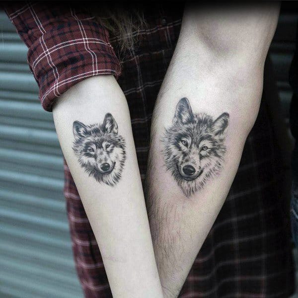 inner forearm wolf great couple tattoos