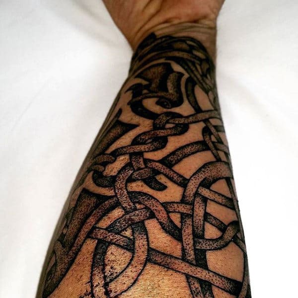 Interwoven Knots Mens Celtic Forearm Sleeve Tattoos 