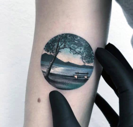 40 Lake Tattoo Designs For Men - Nature Ink Ideas