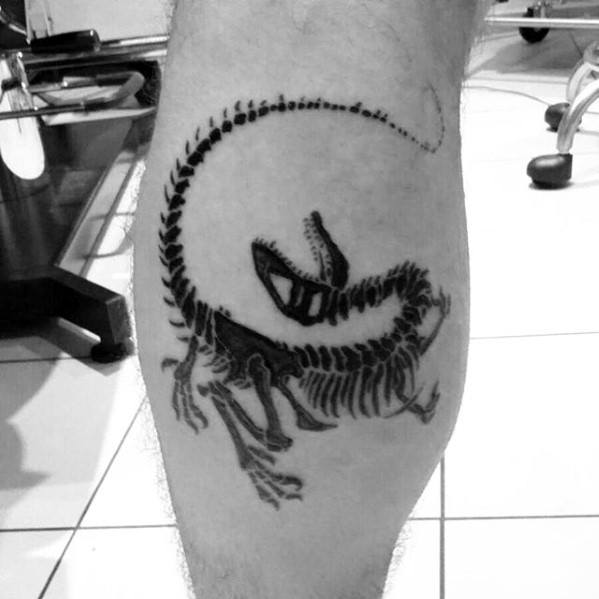 Leg Calf Dinosaur Skeleton Jurassic Park Tattoos Guys