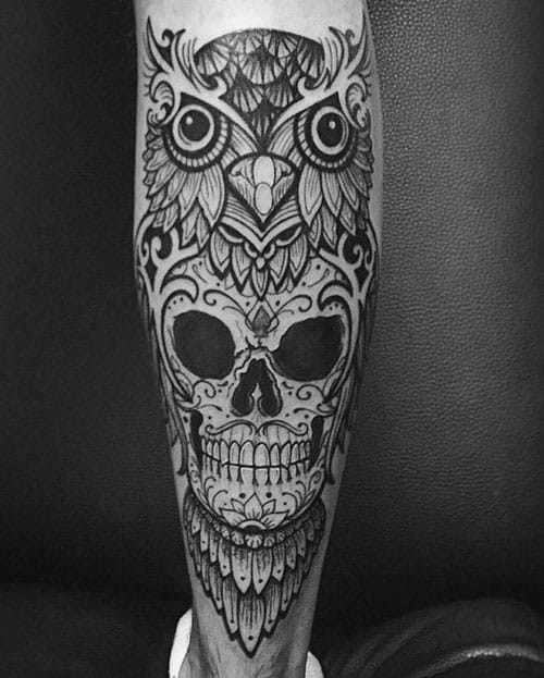 50 Owl Skull Tattoo Designs For Men - Cool Ink Ideas