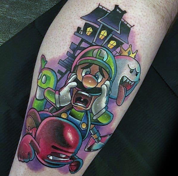 40 Luigi Tattoo Ideas For Men - Mario Bros Designs