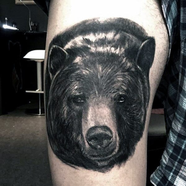 black and white bears hand tattoo