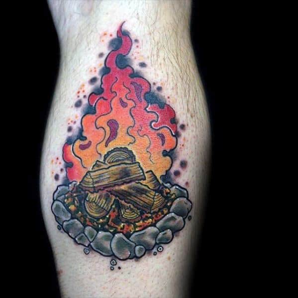 50 Campfire Tattoo Designs For Men Great Outdoors Ink Ideas