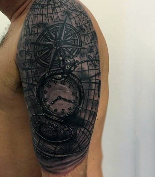 gear work clock tattoo