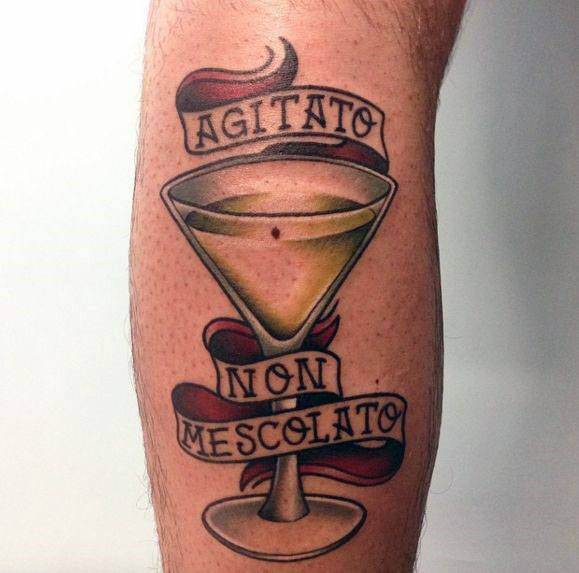40 Martini Glass Tattoo Ideas For Men - Cocktail Designs