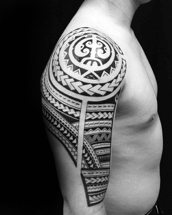 50 Polynesian Half Sleeve Tattoo Designs For Men - Tribal Ideas
