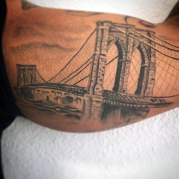 60 Brooklyn Bridge Tattoos For Men - New York City Design Ideas